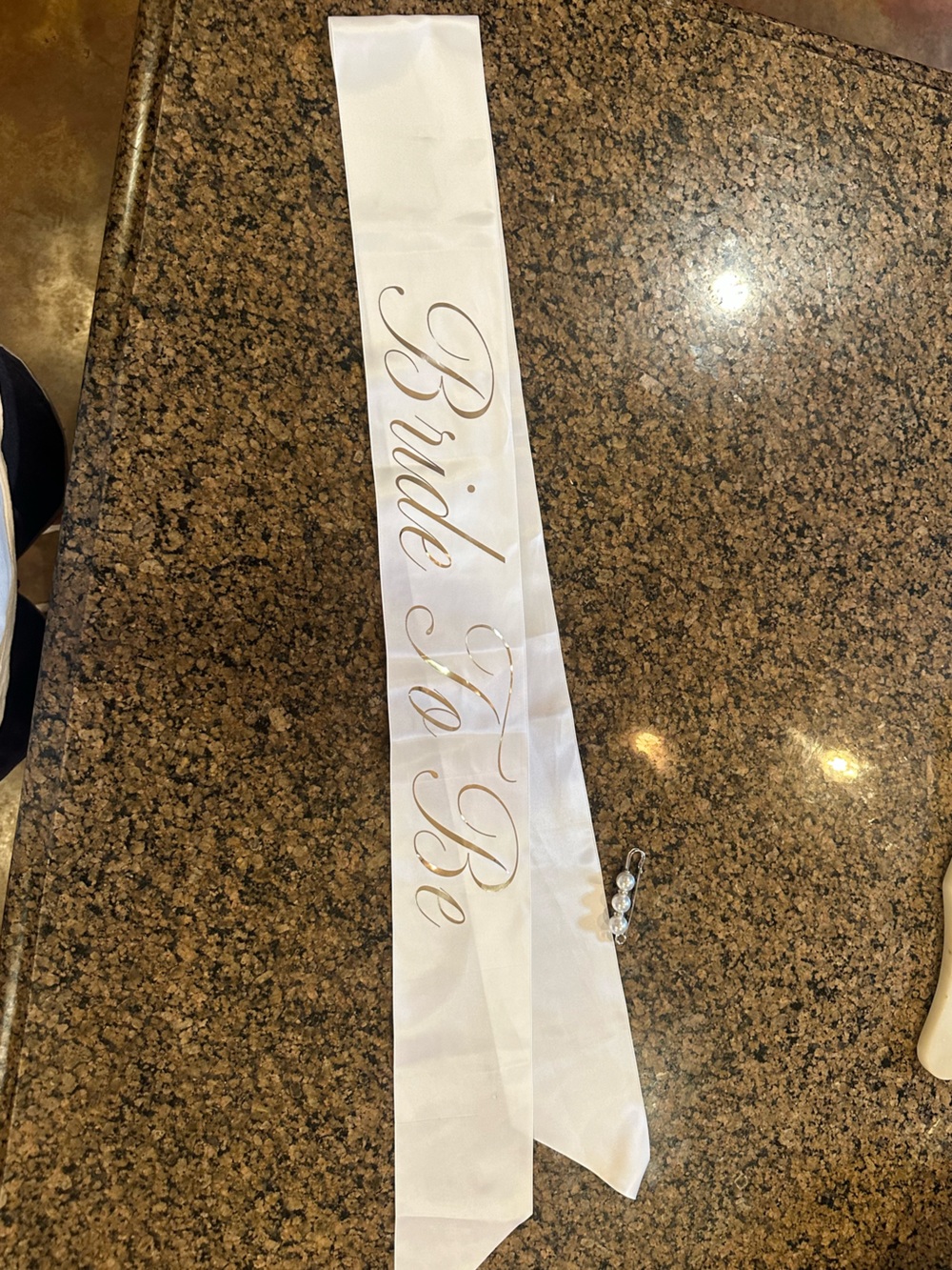 Bride to Be Satin Sash in White with Gold Script